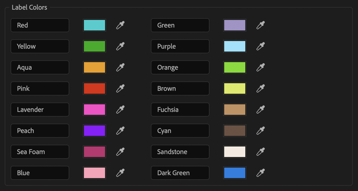 Label Colors Reference